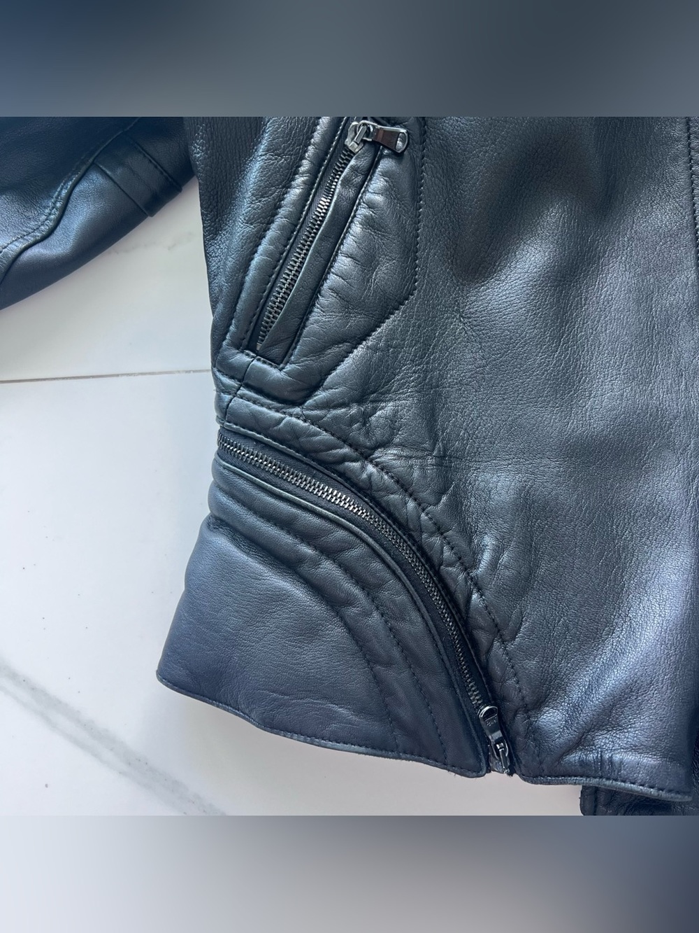 3.1 Phillip Lim coat size 4 black leather jacket moto quilted - Picture 8 of 10